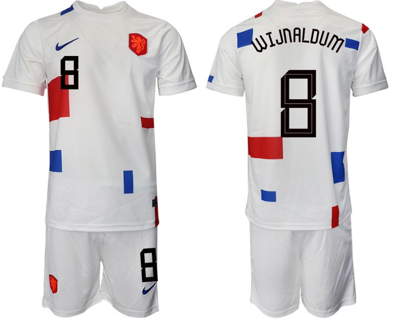 Men 2022 World Cup National Team Netherlands away white #8 Soccer Jersey->portugal jersey->Soccer Country Jersey